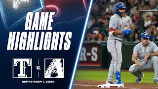 Rangers vs. D-backs Game Highlights (9/1/25) | MLB Highlights