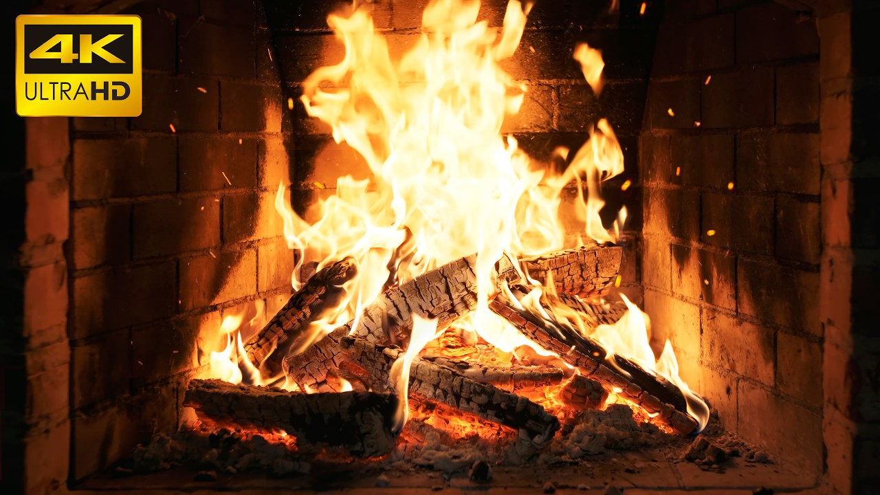 🔥 Tranquil Fireplace (No Music) with Natural Firelight and Burning Logs for Cozy Night Ambience