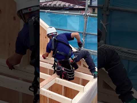 One-day framing of a highly airtight and highly insulated custom house in Yahaba Town, Prefecture