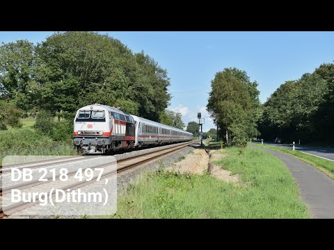 4K | DB 218 497 komt met IC-rijtuigen door Burg(Dithm) als IC 2374 naar Westerland(Sylt)!