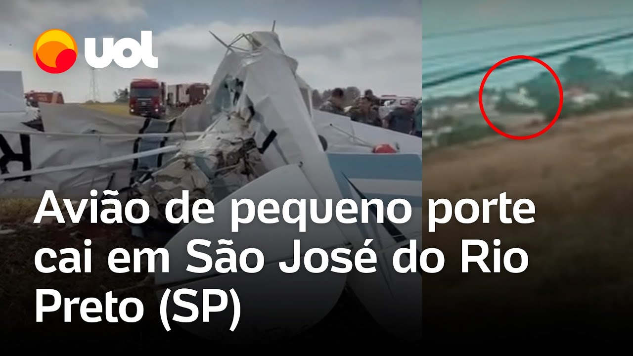 Avião de pequeno porte cai em São José do Rio Preto (SP); vídeo mostra momento