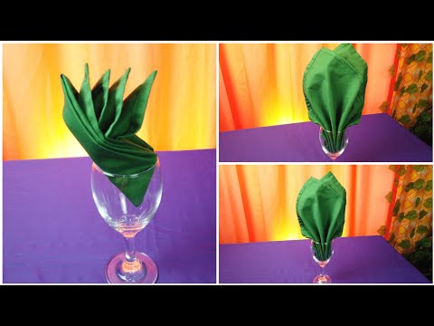 2 BEAUTIFUL DESIGN NAPKIN FOLDING W/ GLASS