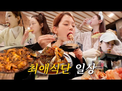 vlog | 최애식단 가득 일상 | 굴보쌈 | 매운쭈꾸미 | 매운 꽃게무침 | 치즈가리비구이&칼국수 | 팔당 샤브 수제비 | 홈쿡 떡만둣국 | 눕시 패딩 언박싱