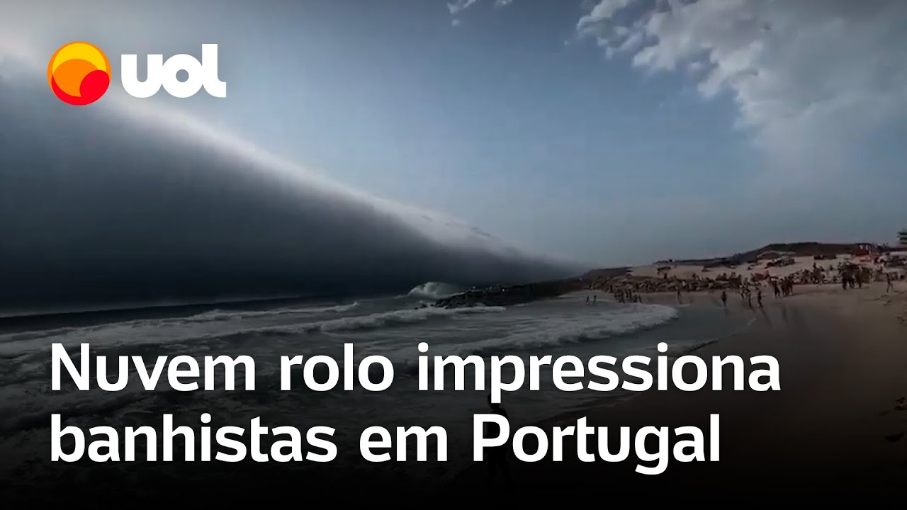 Nuvem rolo gigante assusta e impressiona banhistas em praia no norte de Portugal; veja vídeos