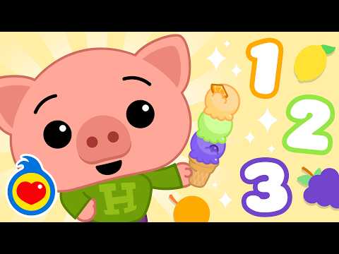 Contando Sorvetes de Frutas 🍓🍌🍋‍🟩 | Vídeo Educativo com Um Herói do Coração ❤️