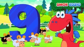 Bajka edukacyjna ze Smokiem Edziem, w której dzieci poznają cyfry od 1 do 9. Licząc baranki dzieciak