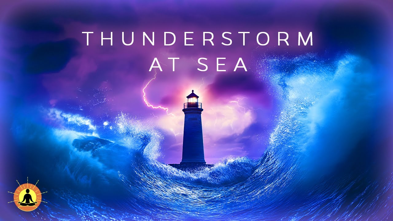 10 HOURS - Heavy Ocean Rainstorm 🌧️ Non Stop Thunderstorm for Sleeping | Wave Sounds - Dark Screen