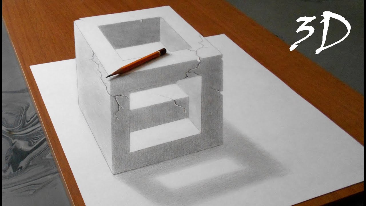 Иллюзия с кубом на бумаге