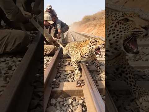 CLOSE CALL: Panther Trapped on Tracks Escapes MILLISECONDS Before Train! 🐆🚂💥