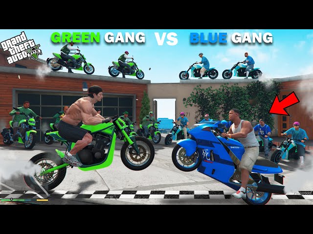 Franklin Blue Gang VS Shinchan Green Gang Bike Challenge In GTA 5!