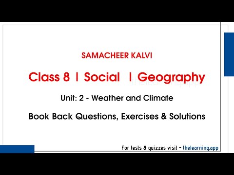 Weather and Climate Exercises, Questions | Unit 2  | Class 8 | Geography | Social | Samacheer Kalvi