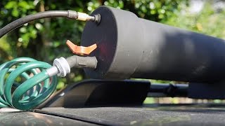H2OT - Rooftop, pressurized, solar-heated shower/sprayer using ABS pipe. DIY