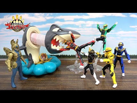 人形劇【ナンバーワン戦隊ゴジュウジャー】凶暴サメが襲ってくる!!ノーワン怪人とセンタイリング争奪戦!!シャークパニック