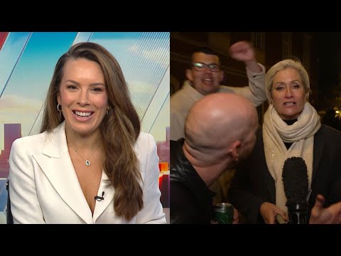 Reporter interrupted in Budapest by celebrations following Orban defeat