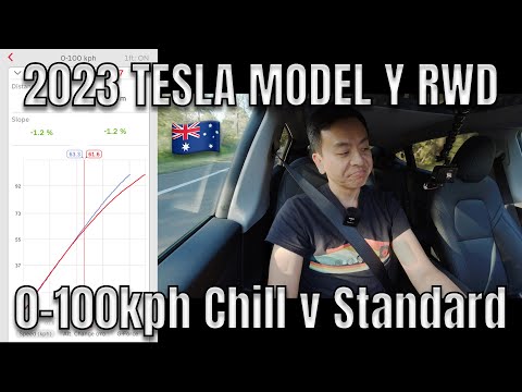 2023 Tesla Model Y RWD Chill Mode v Standard Acceleration Racebox Test