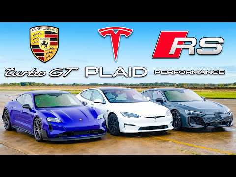 Electric Showdown: Tesla Model S Plaid Dominates Drag Race Against Porsche and Audi