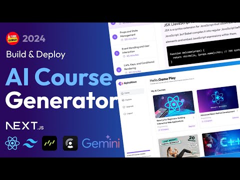 Build Full Stack AI Course Generator App With NextJs, React, TailwindCss, Gemini Api, Drizzle