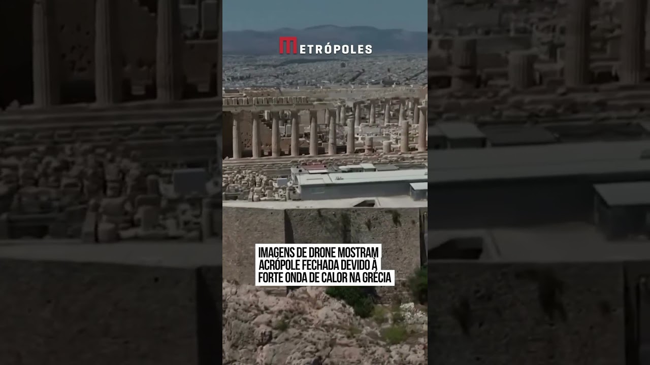 Imagens de drone mostram Acrópole fechada devido à forte onda de calor na Grécia