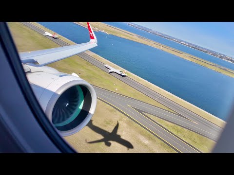 Qantas Airbus A321XLR full takeoff from Sydney - launch flight