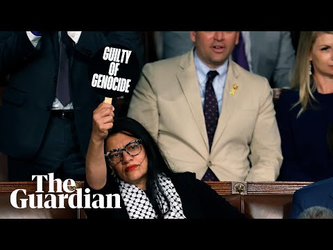 Rashida Tlaib holds ‘war criminal’ sign as Netanyahu addresses Congress