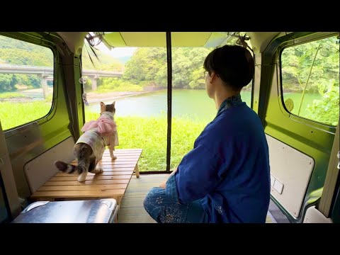 うみ と川の近くでデイキャンプしたよ。