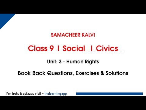 Human Rights Book Back Questions & Answers | Unit 3  | Class 9 | Civics | Social | Samacheer Kalvi