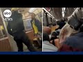Chaotic scene on packed New York City subway car when man shot in head during rush hour
