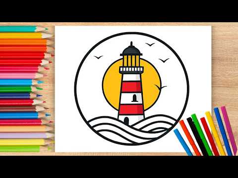 Como Dibujar un PAISAJE NATURAL Facil y Bonito✅Dibuja y Colorea un FARO 🌊⛯