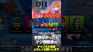 全部分かったらマジで凄いwあのキャラのピック率はいくつか分かりますか？【 APEX のったん エペ解説 】#apex #apexlegend