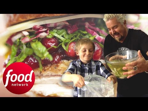 Guy Fieri Cooks A Turkey Sandwich With The Help Of His Son | Guy's Big Bite