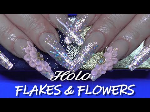 Holo Flakes & Flowers With The Most Amazing Top Coat Reveal | ABSOLUTE NAILS