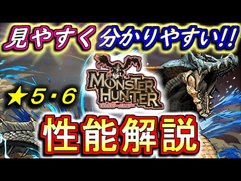 【★5＆6性能解説】モンスターハンターコラボガチャの性能を見やすく分かりやすく徹底解説!!石10ガチャな上キャラは多いのでキツそうですが、おかしい性能のキャラが結構いますねw【パズドラ】