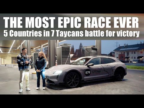 7 Porsche Taycans RACE OVER 1111km ! Norway vs Denmark vs France vs Italy vs Poland