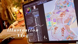 Vlog┊イラストレーターがイラストを描き上げるまで🍊🎨おうちスタバチラックスソーダと抹茶ラテ🌿🥤POP MART開封⭐️