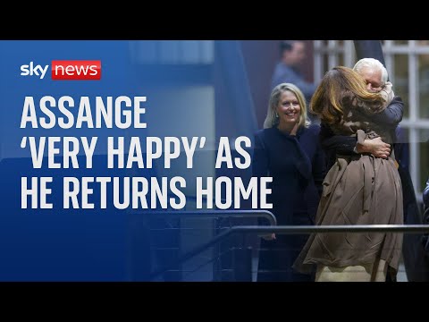 Julian Assange 'very happy' as he returns home as free man