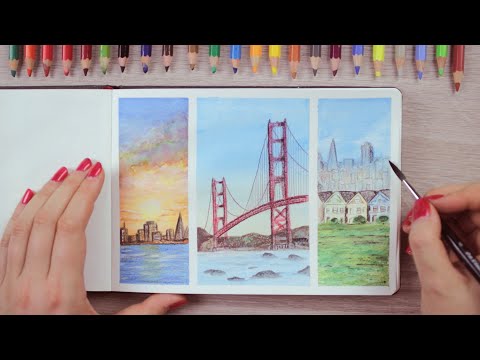 Watercolor Pencils Painting Ideas San Francisco Inspired | Art Journal Thursday Ep. 45