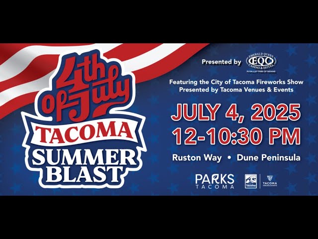 Tacoma’s 4th of July Celebration is back! Summer Blast is a free family-friendly day of live music, food, entertainment, and craft vendors. The action begins at noon and ends with a grand finale fireworks display over beautiful Commencement Bay.