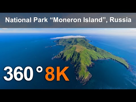National Park Moneron Island. 8K 360° virtual travel.