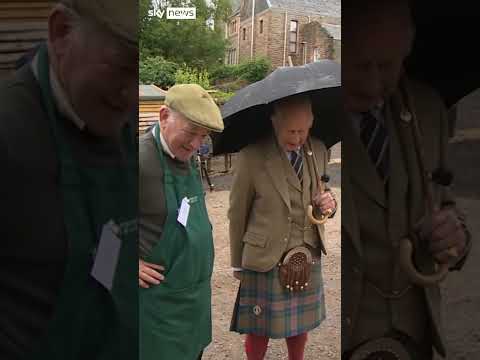 King Charles watches sheep shearing in Scotland