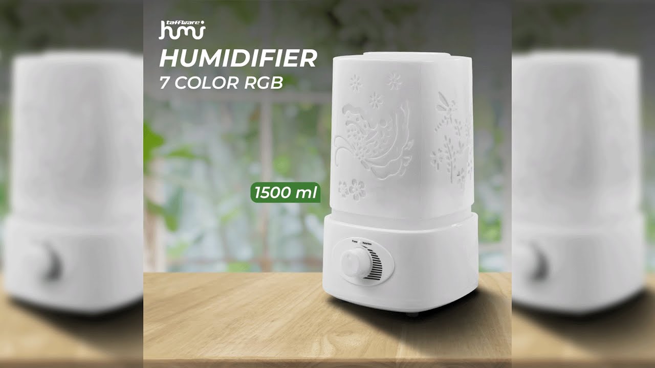 Pratinjau video produk Taffware HUMI Air Humidifier Ultrasonic Aroma Diffuser 7 Color 1.5L - GYJ-105