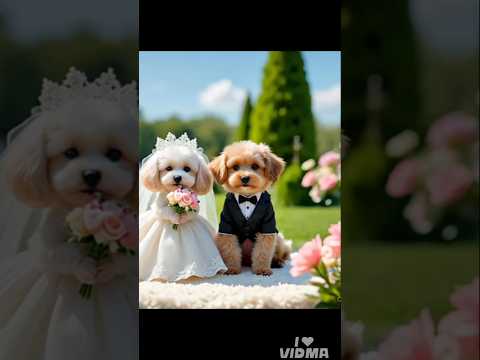 Bride and bridegroom puppy dancing on thumak thumak song#shortsfeed #love #viral #dog #puppy #cute