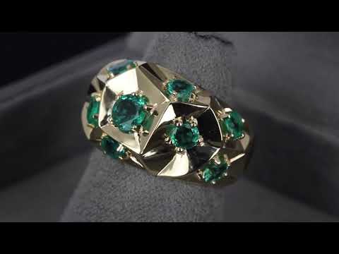 Кольцо из желтого золота с изумрудами