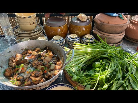 cá đồng kho lạc chấm rau quê