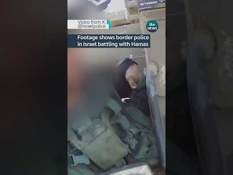 Footage shows border police in Israel battling with Hamas #isreal