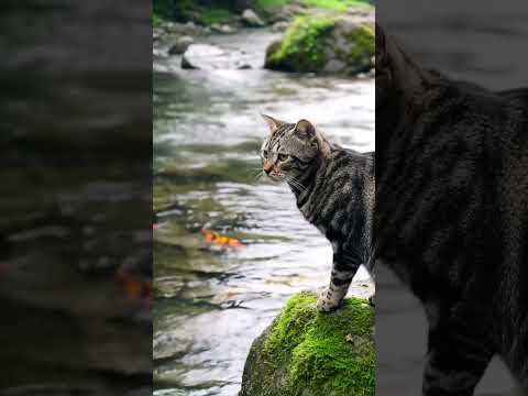 cat & fish 🐟 #cat #cute #fish #fishing #Nice
