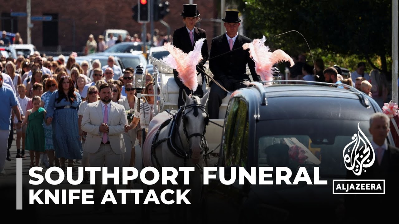 English town of Southport mourns 9-year-old stabbing victim and calls for an end to unrest