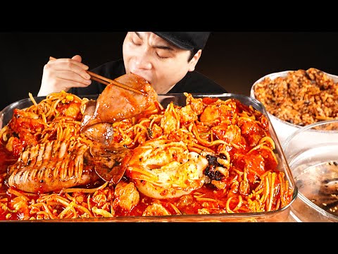 오징어가 통으로 들어간 매콤한 순살아구찜에 볶음밥 먹방~!! 리얼사운드 ASMR social eating Mukbang(Eating Show)