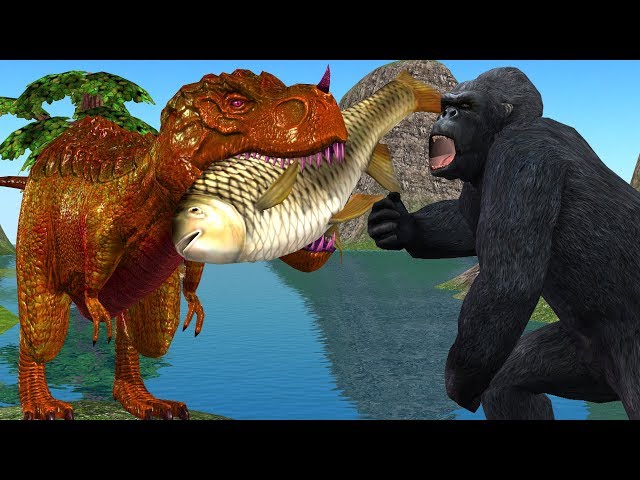 Angry Gorilla 3D Vs Dinosaur Fighting Animation Short Film | Cartoon Animals Funny Short Movie