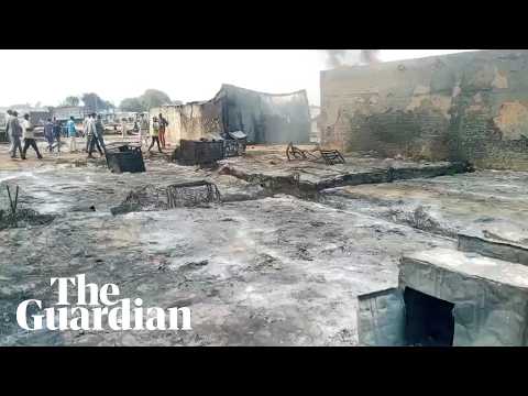 Bustling market in flames after drone strike hits disputed Sudan-South Sudan border