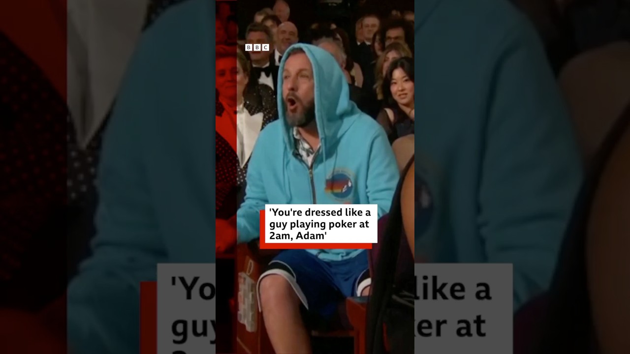 Adam Sandler was up for a bit of drama at the Oscars. #Oscars #BBCNews